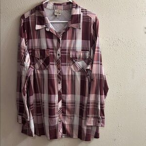 Como Vintage Burgundy Plaid Button Down Shirt